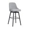 Armen Living Sicily 30" Swivel Black Wood Bar Stool in Light Gray Fabric LCSIBABLKGRYF30 - alternate 1